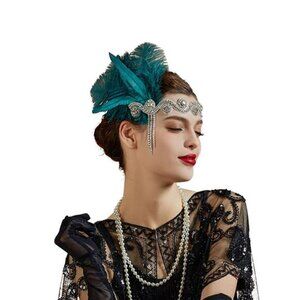 Flapper Headband for Women Teal Blue